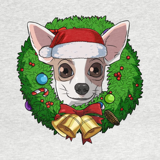 Funny Chihuahua Santa Christmas Wreath by Noseking